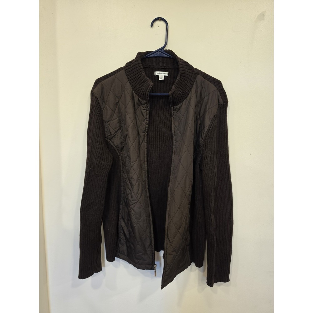 Womens Woven Quilted Full Zip Jacket Cotton Fall Autumn Cabin Heritage Sz L